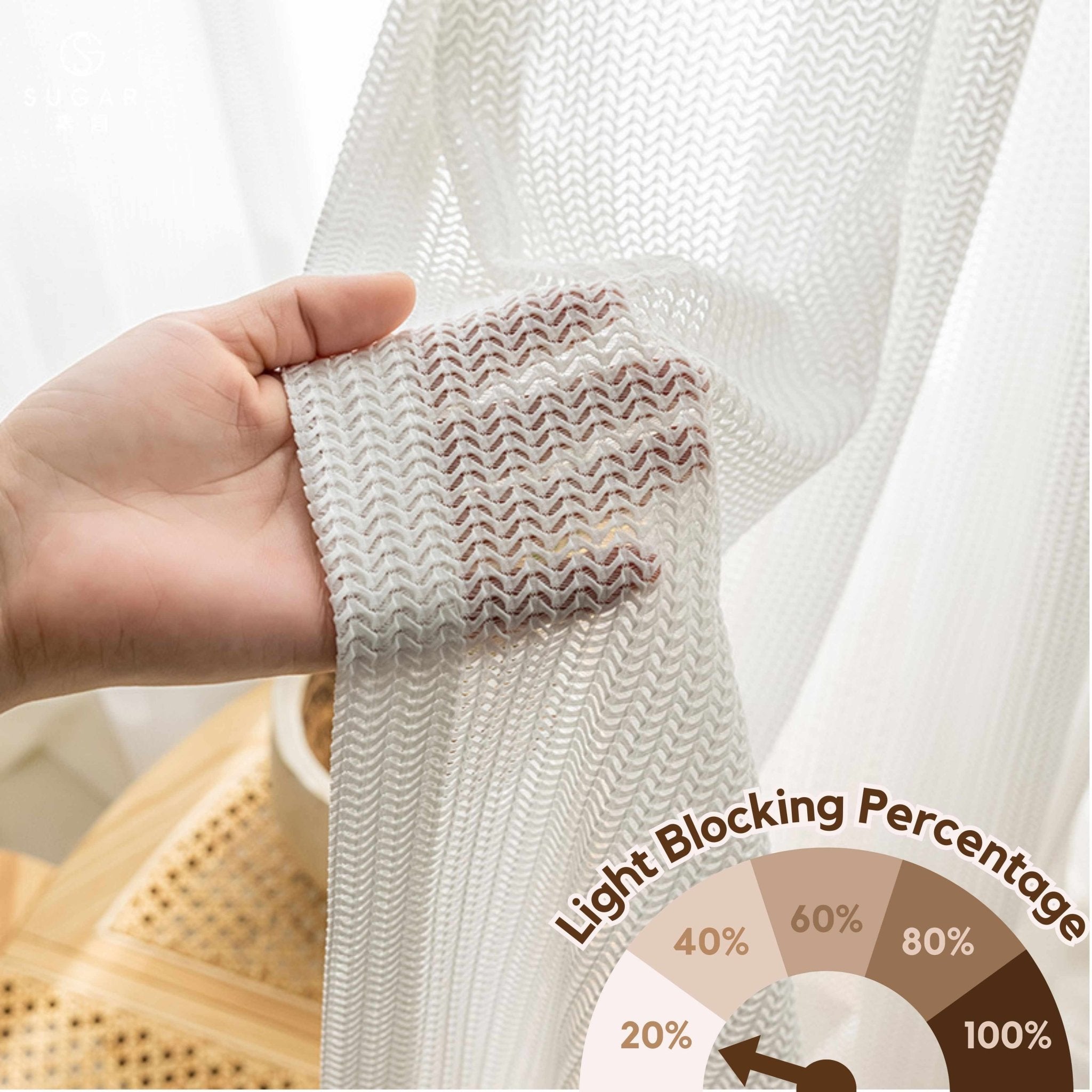 Elegant white sheer curtains designed to be resistant to cat claws and climbing.