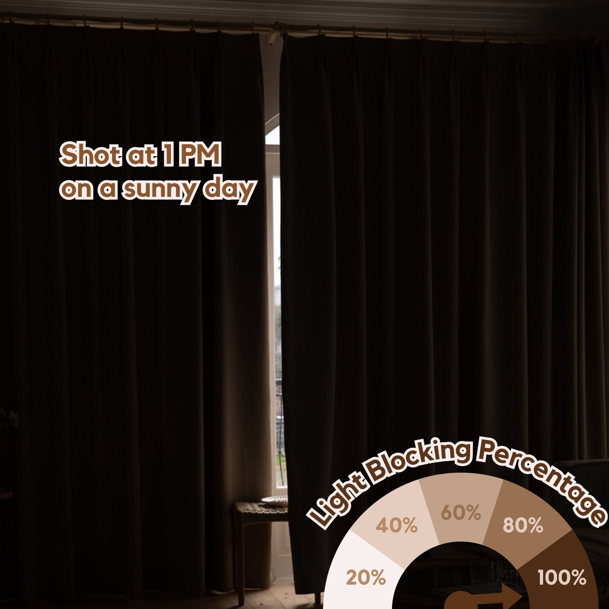 custom blackout curtains showing light blocking effect during a sunny day