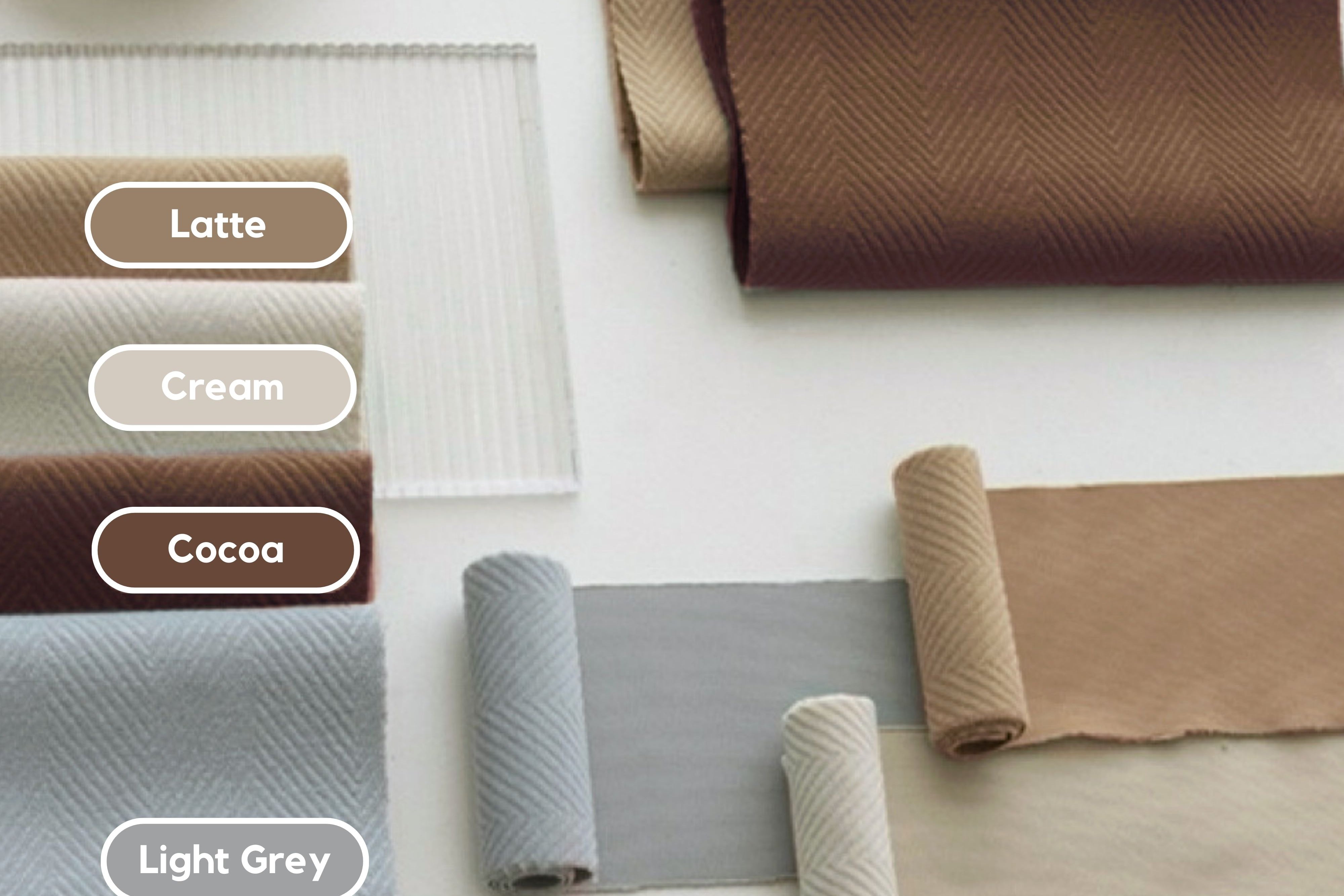 fabric samples in different colors for custom curtains