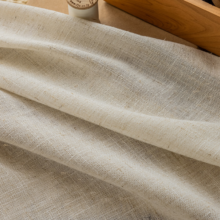 close up of the linen blend fabric texture