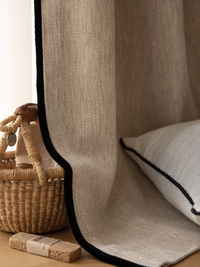 Heavyweight Chenille with Black Trim Room Darkening Curtains