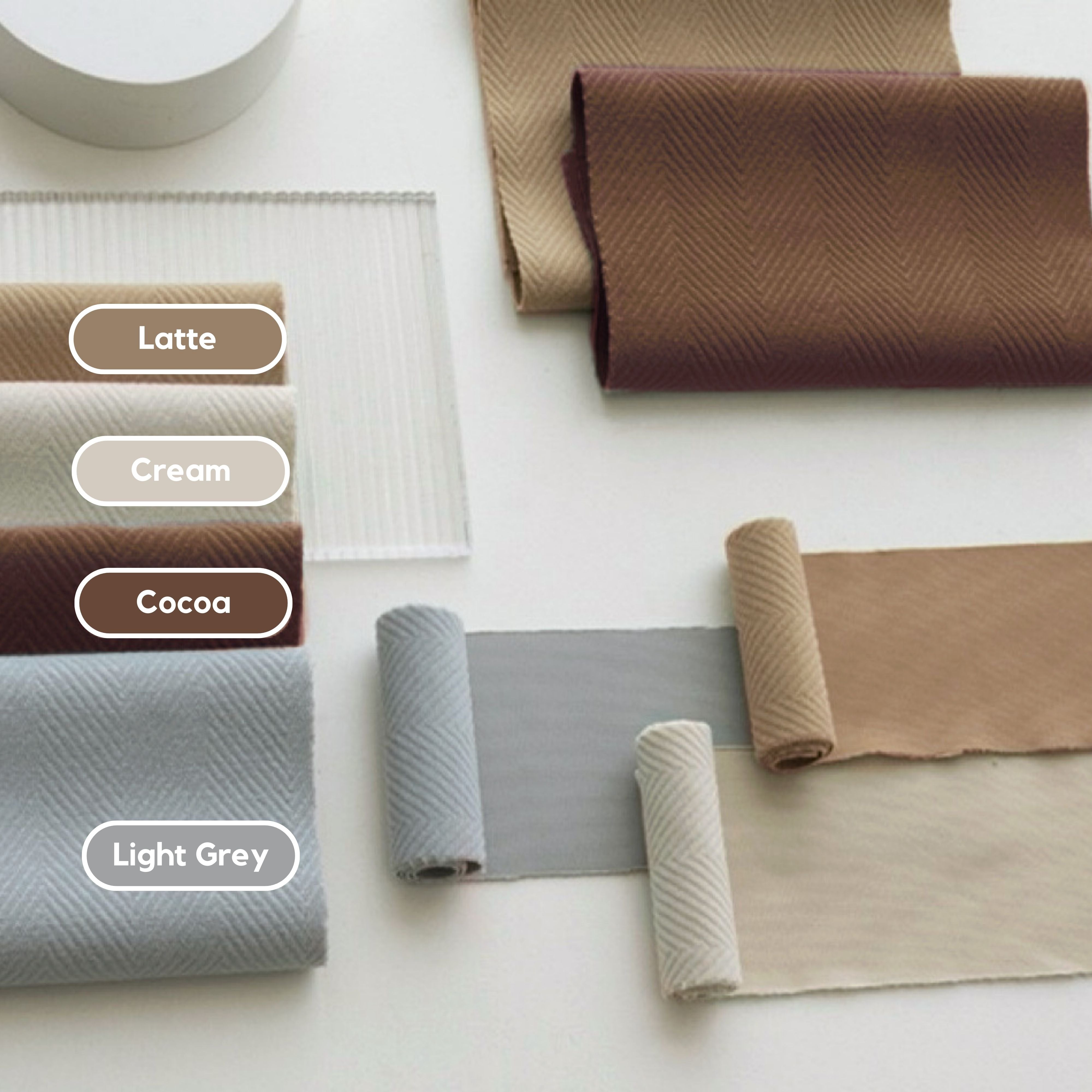 fabric samples in different colors for custom curtains