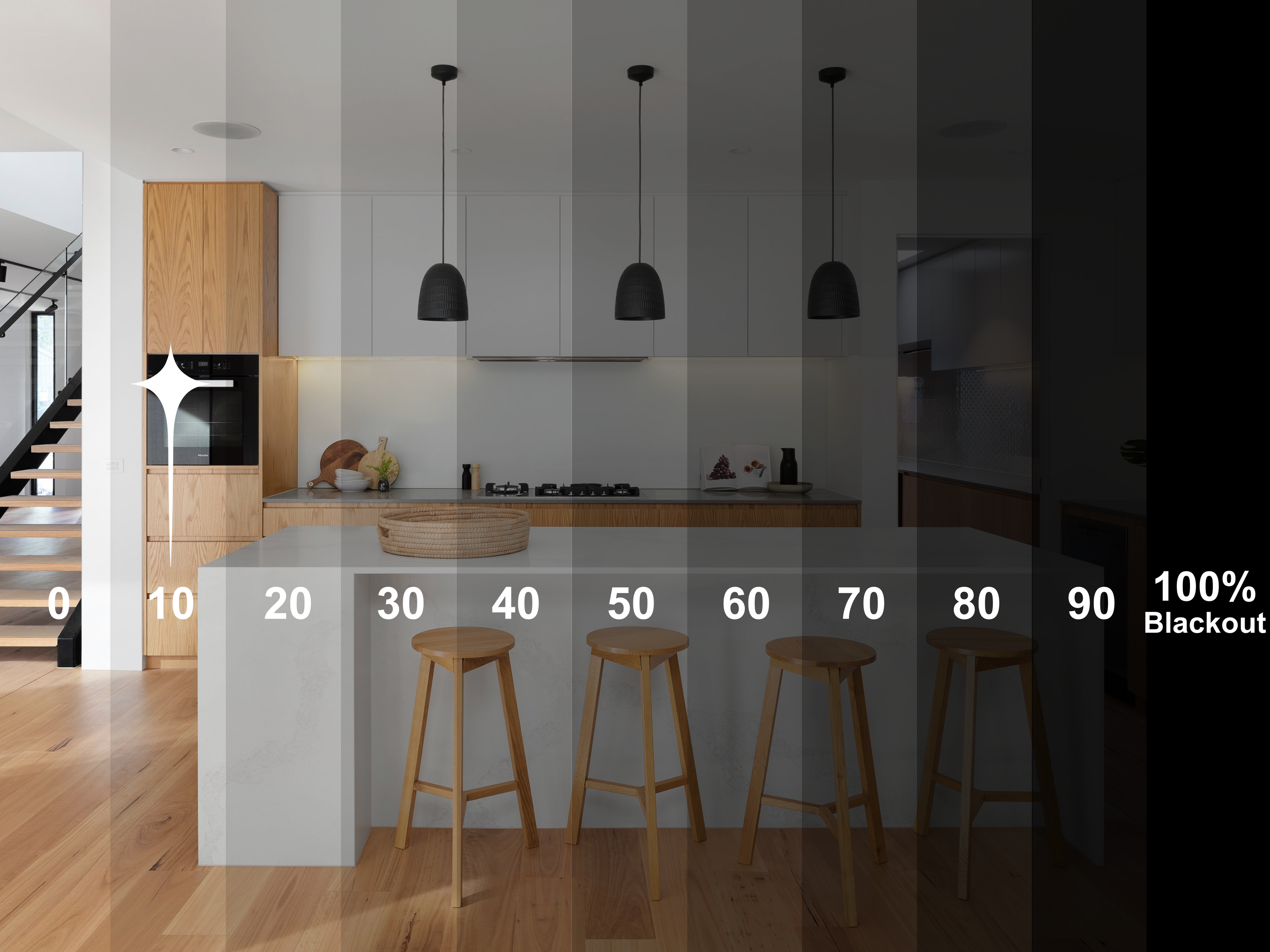 light filtering effect for semi-sheer curtains, blocking 10% light